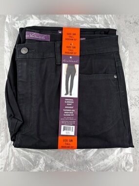 Gloria Vanderbilt Amanda Women's Tappered Leg Classic Jeans, Black, 16 Tall 33”